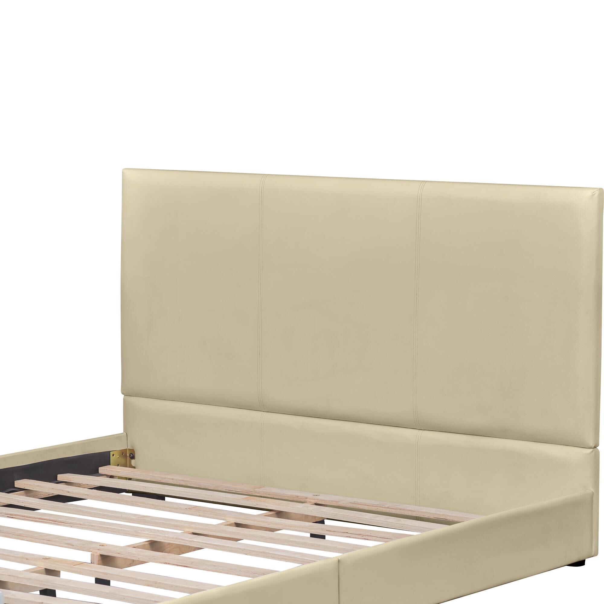 Abbey Platform Bed, Beige, Queen, BEIGE, alternate image number 6
