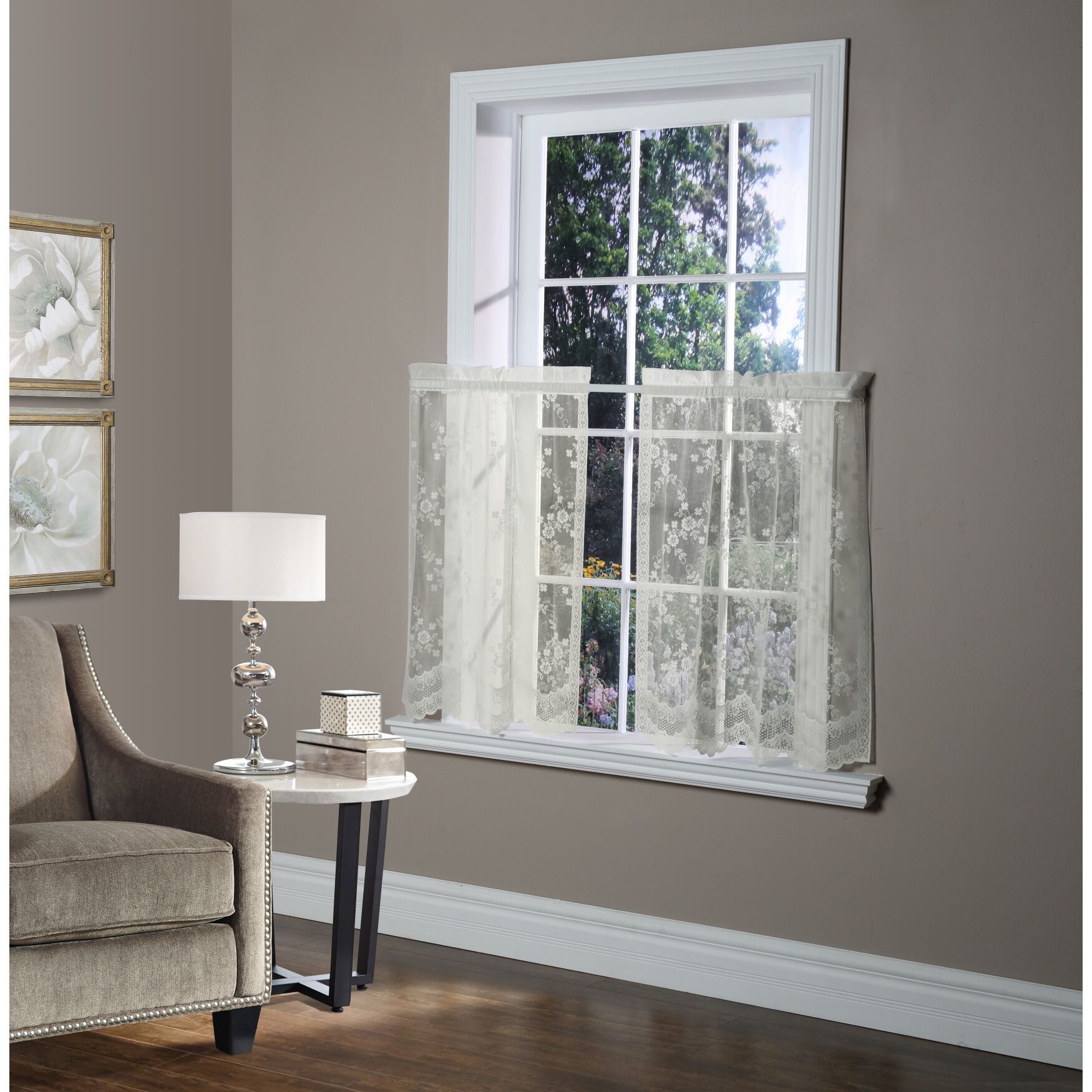 Mona Lisa Sheer Rod Pocket Curtain Tiers, EGGSHELL, hi-res image number 0