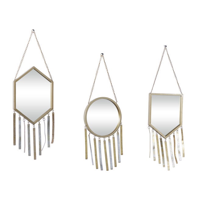 Set Of 3 Gold Metal Farmhouse Wall Mirror, , alternate image number null