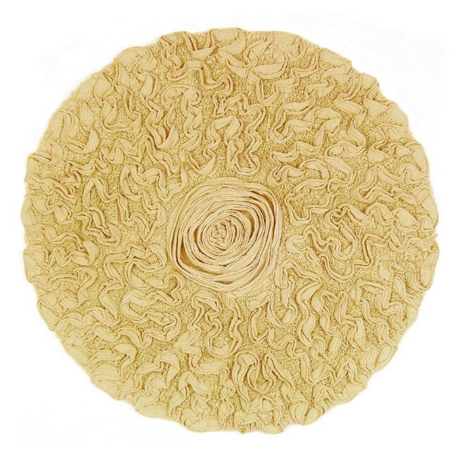Bell Flower Round Bath Rug Collection, YELLOW, hi-res image number 0