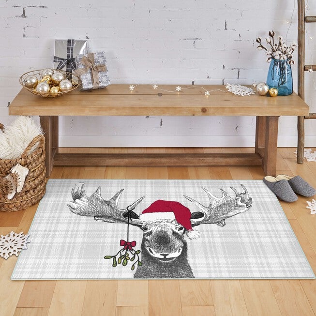 Holiday Moose Grey Kitchen Rug, , alternate image number null