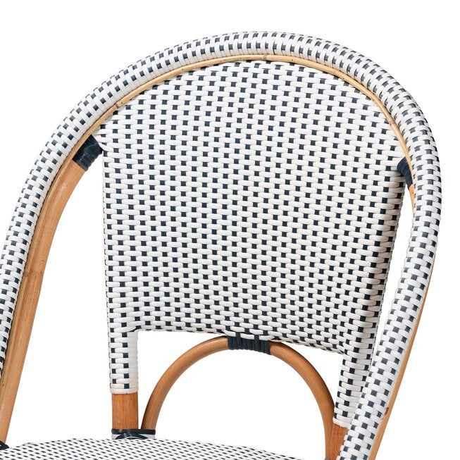 Genica Classic French Two-Tone Navy and White Weaving and Natural Rattan Bistro Chair, NAVY, alternate image number 5