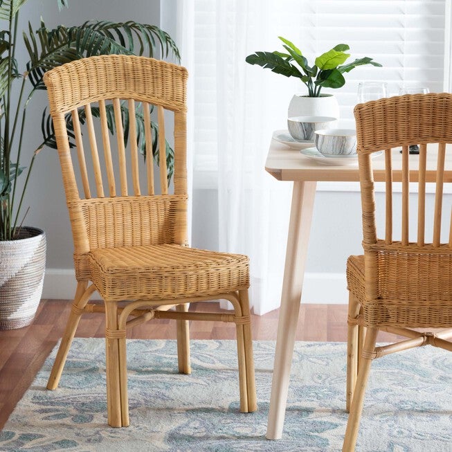 Barito Modern Bohemian Natural Brown Rattan Dining Chair, , alternate image number 7