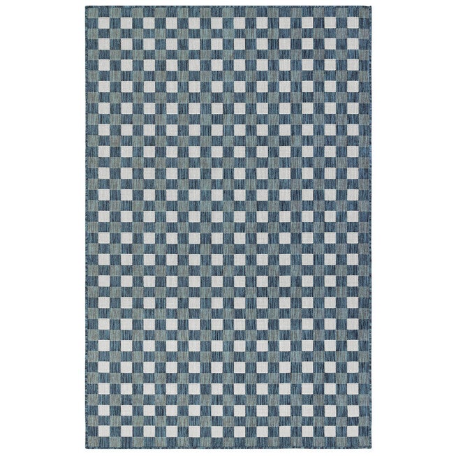 Liora Manne Carmel Gingham Indoor/Outdoor Rug, NAVY, hi-res image number null