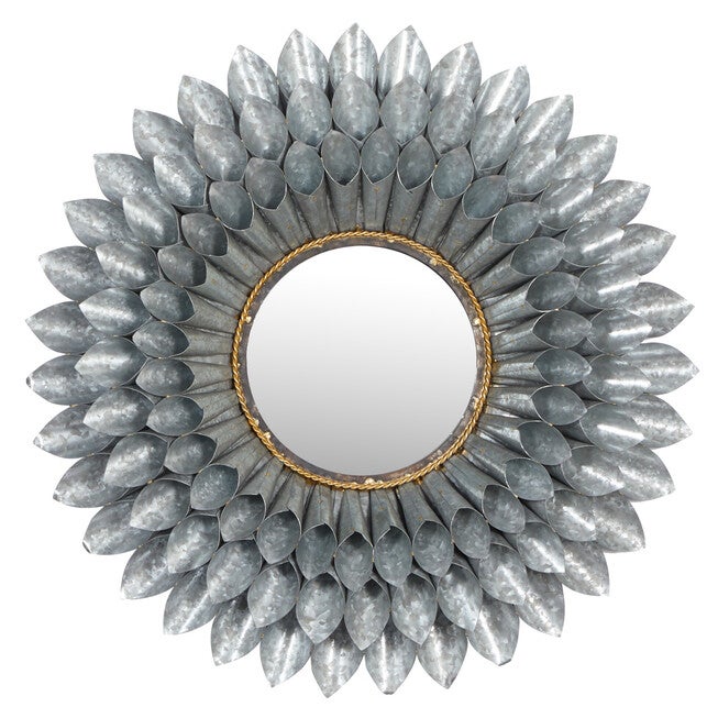 Grey Contemporary Metal Wall Mirror, GREY, hi-res image number null