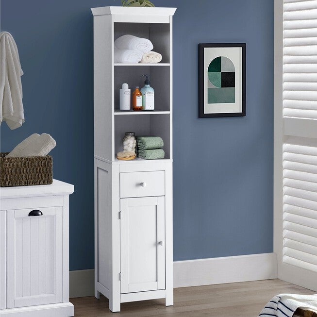 Rancho Space Saver Tower Cabinet, White, WHITE, hi-res image number 0