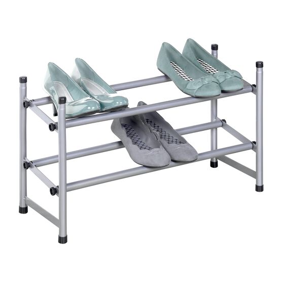 Stackable Telescoping Shoe Rack, Silver, SILVER, hi-res image number null