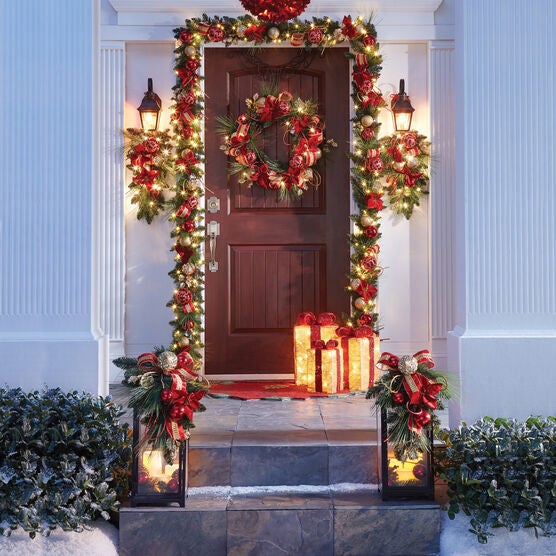 28" Pre-Lit Ribbon Wreath, , on-hover image number null