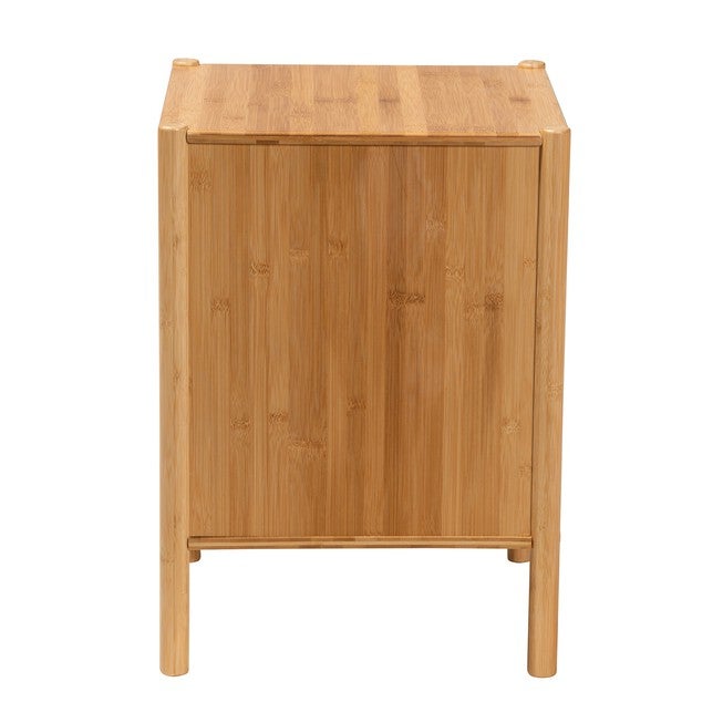 Naresh Mid-Century Modern Transitional Natural Brown Bamboo Wood 1-Door End Table, , alternate image number null