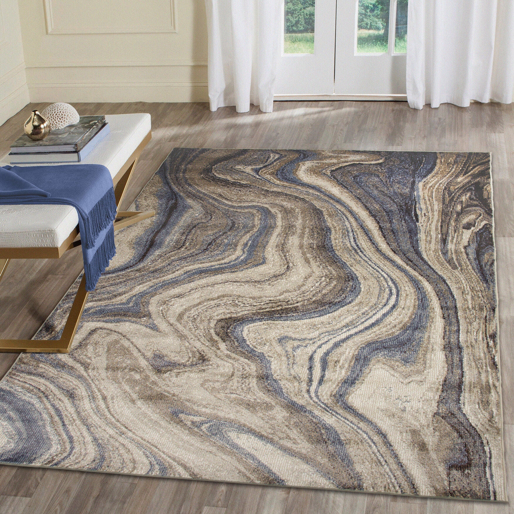 Ariana Marble Indoor Area Rug Cool, , alternate image number 5