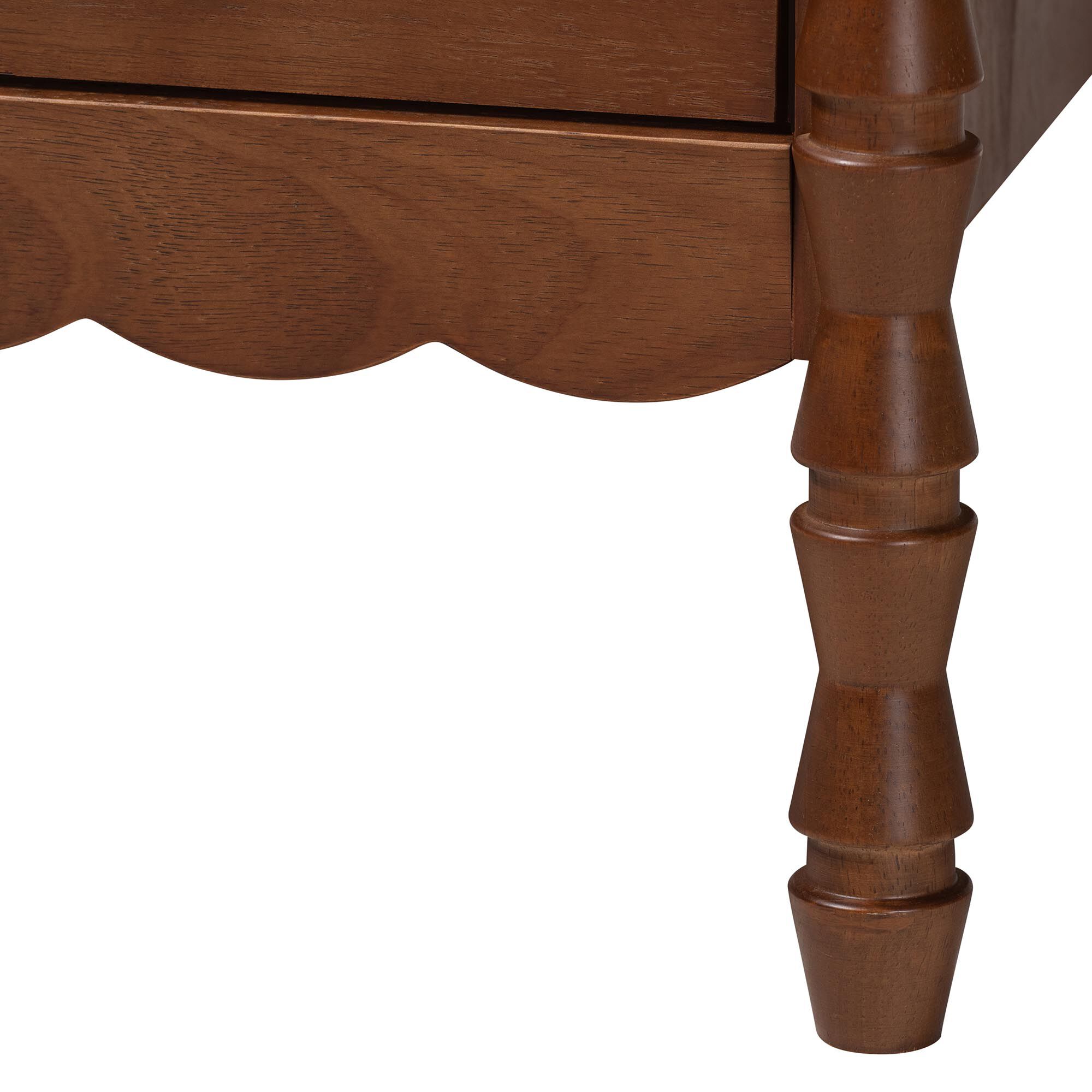 Danette Bobbin Wood 2-Drawer Nightstand, WALNUT, alternate image number 7