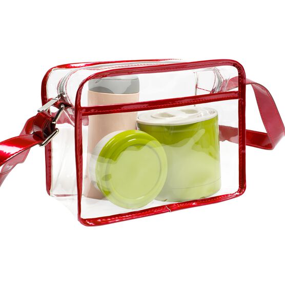 Crossbody Bag Purse With Pocket, Clear/Black, , alternate image number null