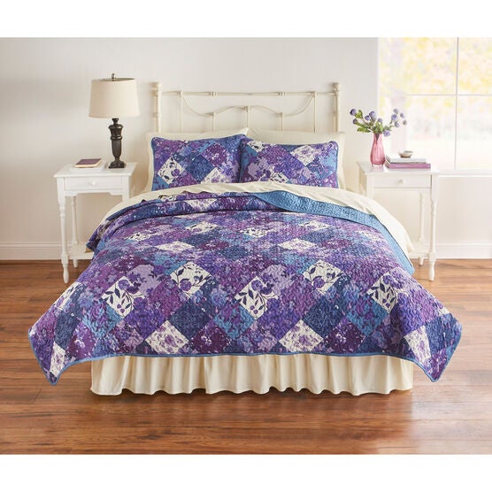 3-PC. BH Studio Printed Patchwork Quilt Set, LAVENDER MULTI, hi-res image number null