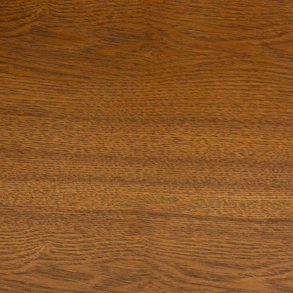 Close-up of the natural brown wood grain surface of the coffee table.