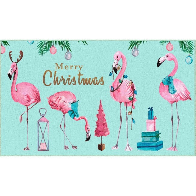 Festive Merry Flamingos Kitchen Rug, 4496326 | Catherines