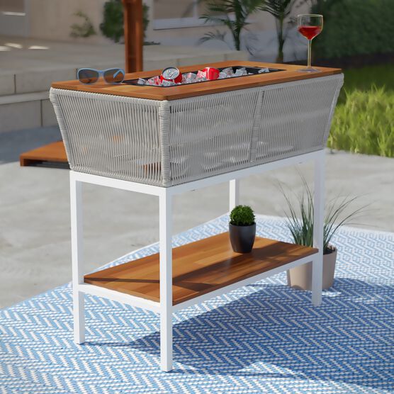 Outdoor Serving Table W Storage, BROWN, hi-res image number null