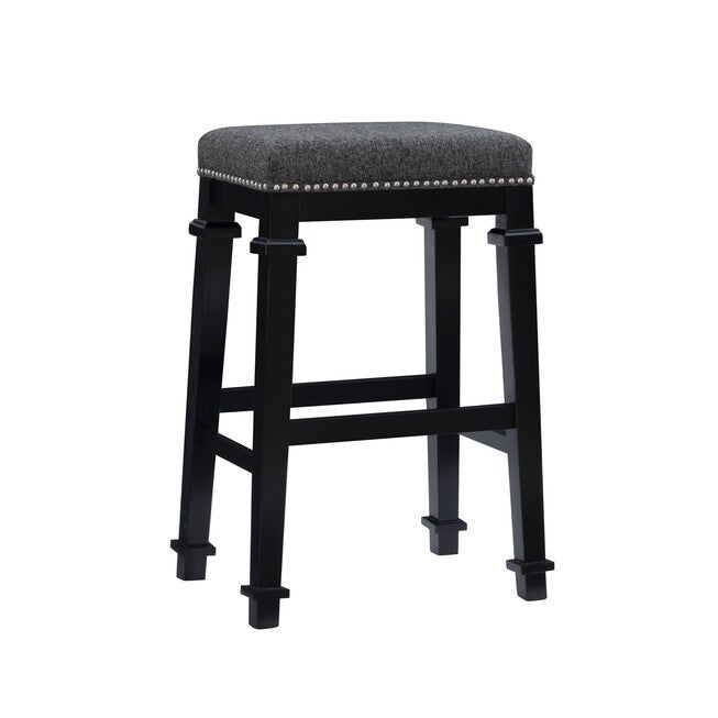 Kennedy Black Tweed Backless Bar Stool Backless Stools, BLACK, hi-res image number null