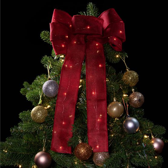 Red LED Wired Ribbon Bow, , on-hover image number null