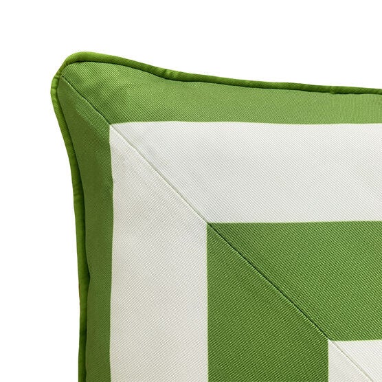 Edie @ Home Indoor/Outdoor Reversible Raffia Mitered Stripe Decorative Throw Pillow 20X20, Leaf Multi, , alternate image number null