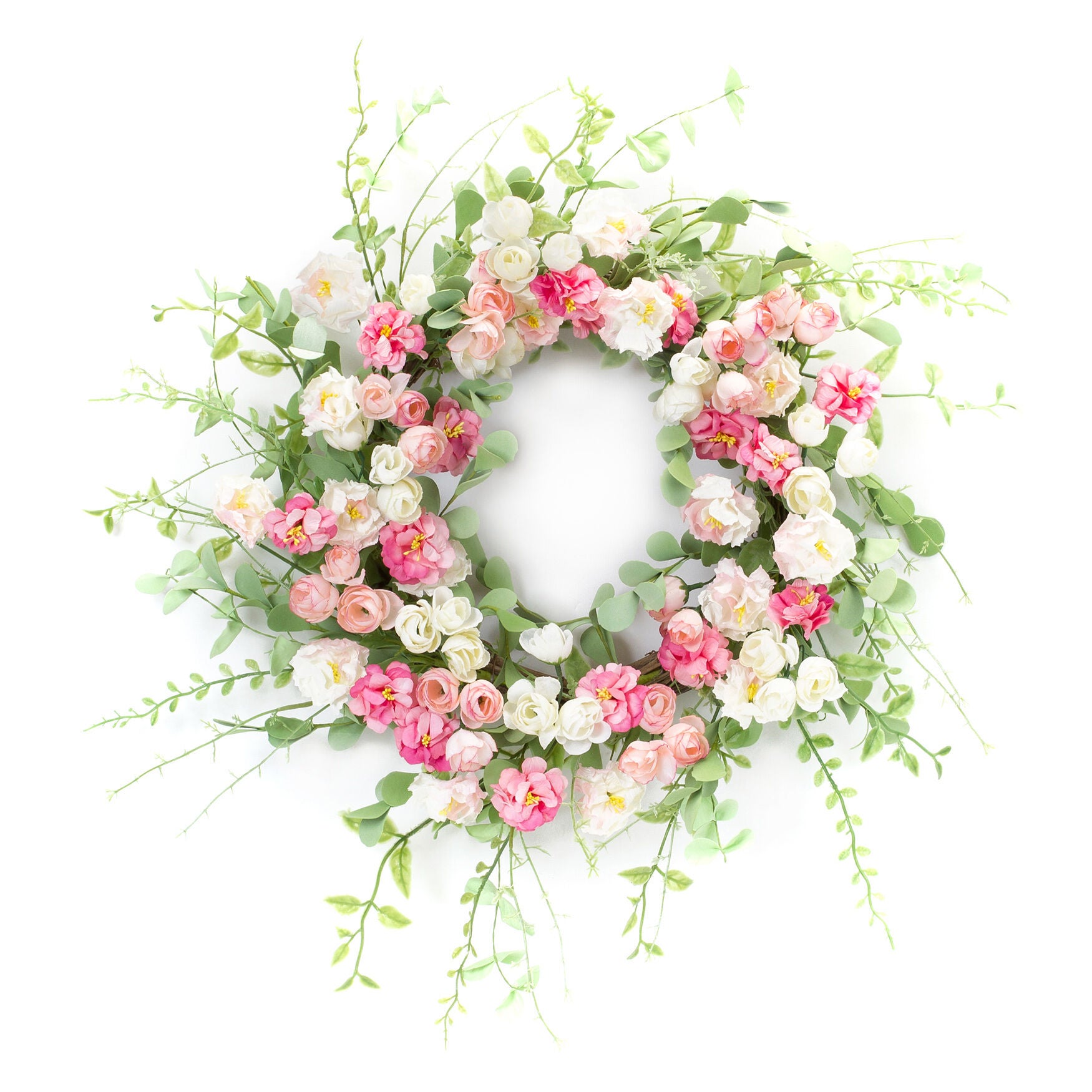 Mixed Peony Floral Wreath 23 inchesD, PINK, hi-res image number 0
