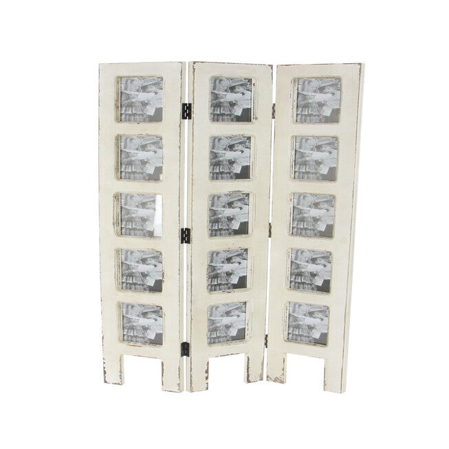 White Wood Farmhouse Room Divider Screen, 51 inches x 1 inches x 27 inches, , on-hover image number null
