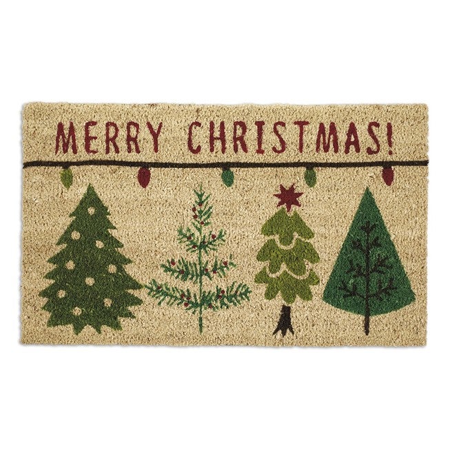 Merry Christmas Trees Doormat, BEIGE, hi-res image number 0