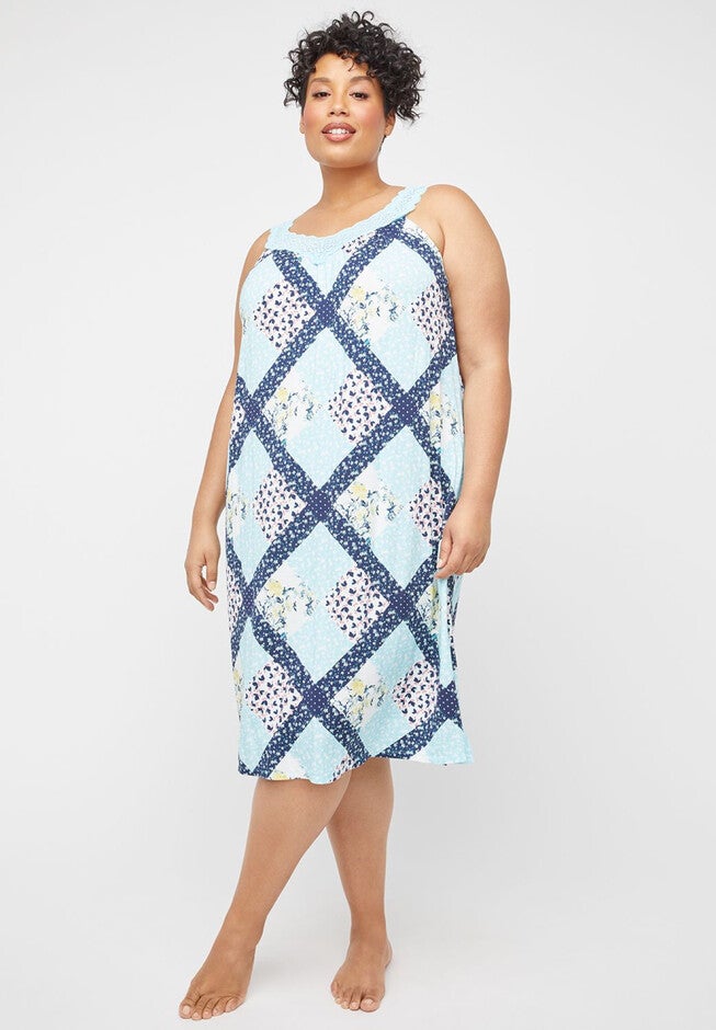 Patchwork Sleep Gown, PATCHWORK PRINT BLUE, hi-res image number null