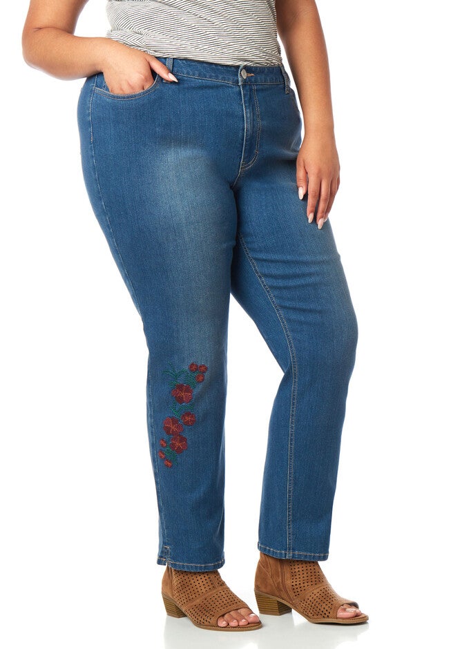 Floral Ankle Jean, INDIGO WASH, hi-res image number 0