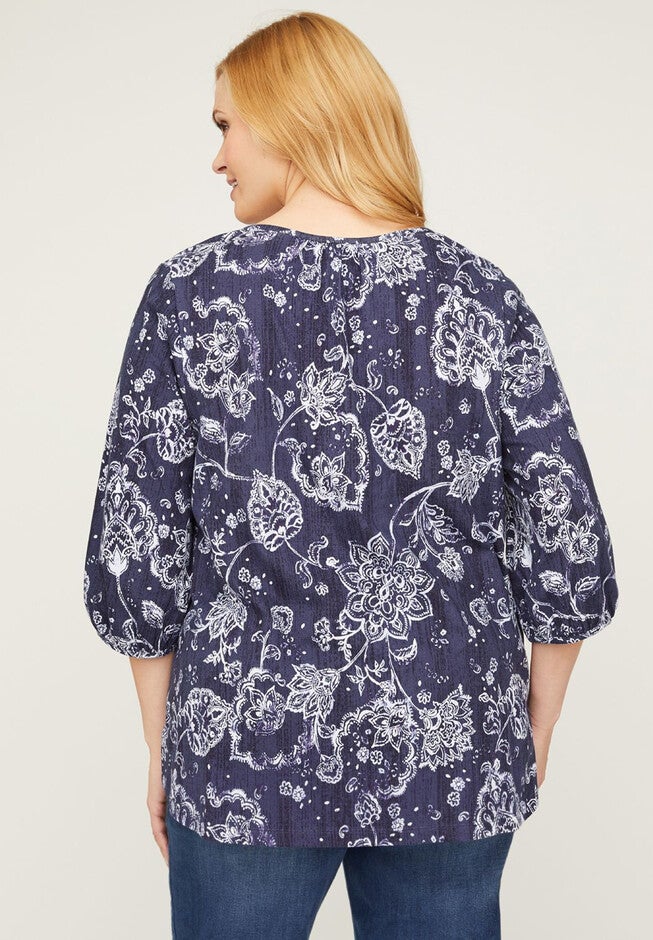 Navy Bloom Peasant, , on-hover image number null