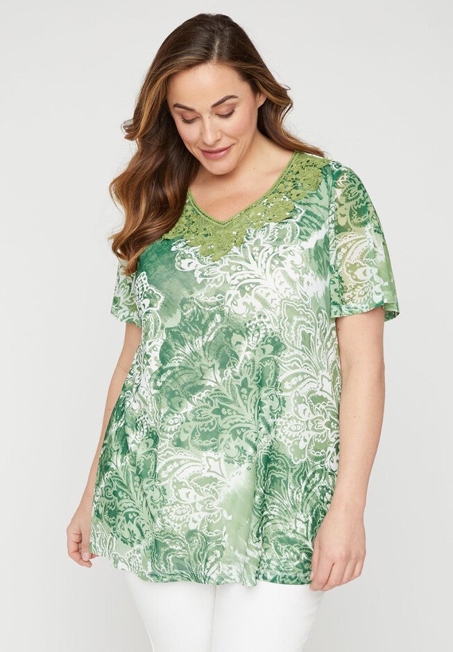 Woodland Crochet Top, GREEN, hi-res image number null