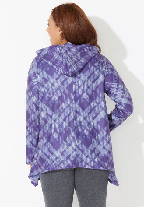 Teddy Fleece Hoodie with Two-Point Hem, , on-hover image number null