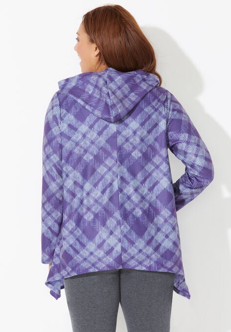 Teddy Fleece Hoodie with Two-Point Hem, , on-hover image number null