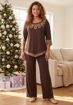 Pointed Hem Embroidered Top