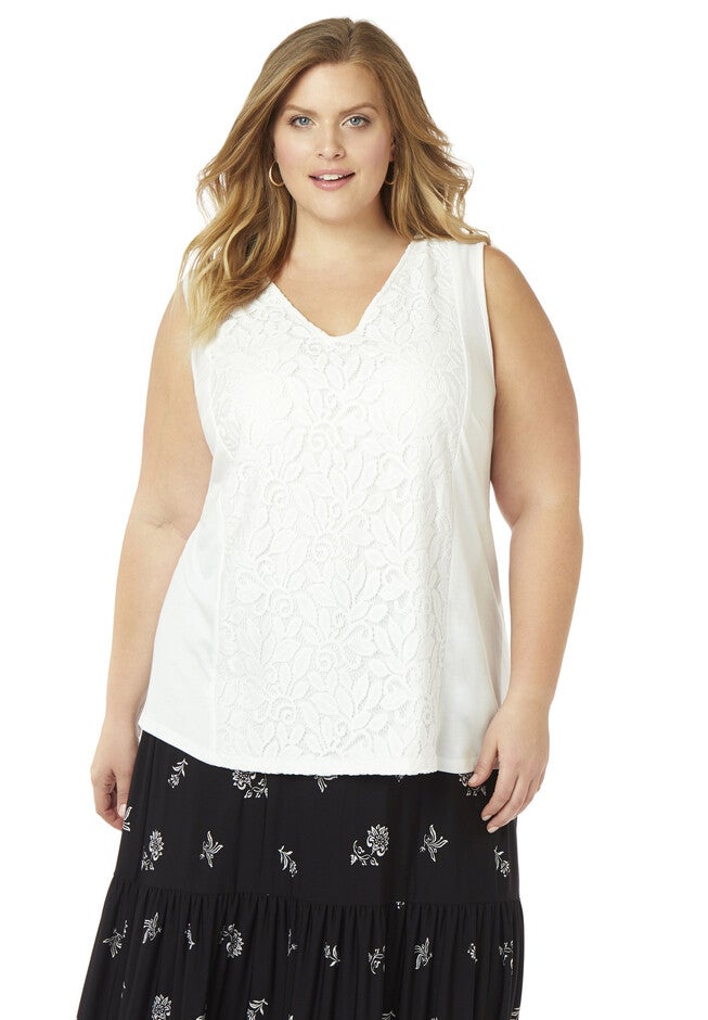 Cali V-Neck Tank, WHITE, hi-res image number 0