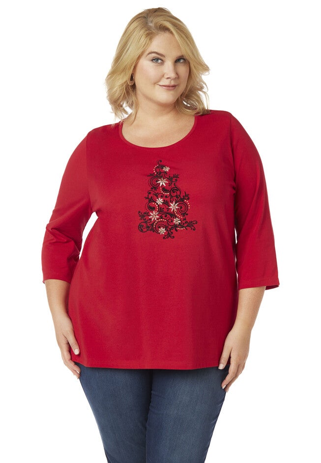 Ornaments 3/4-Sleeve Tee, RED, hi-res image number 0