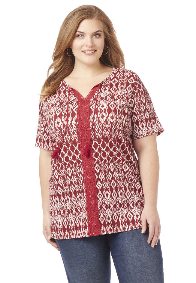 Touch Of Crochet Top, CAMPFIRE, hi-res image number null