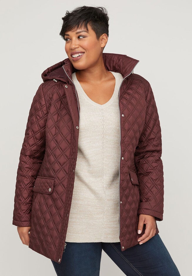 Essential Quilted Coat, MERLOT, hi-res image number null