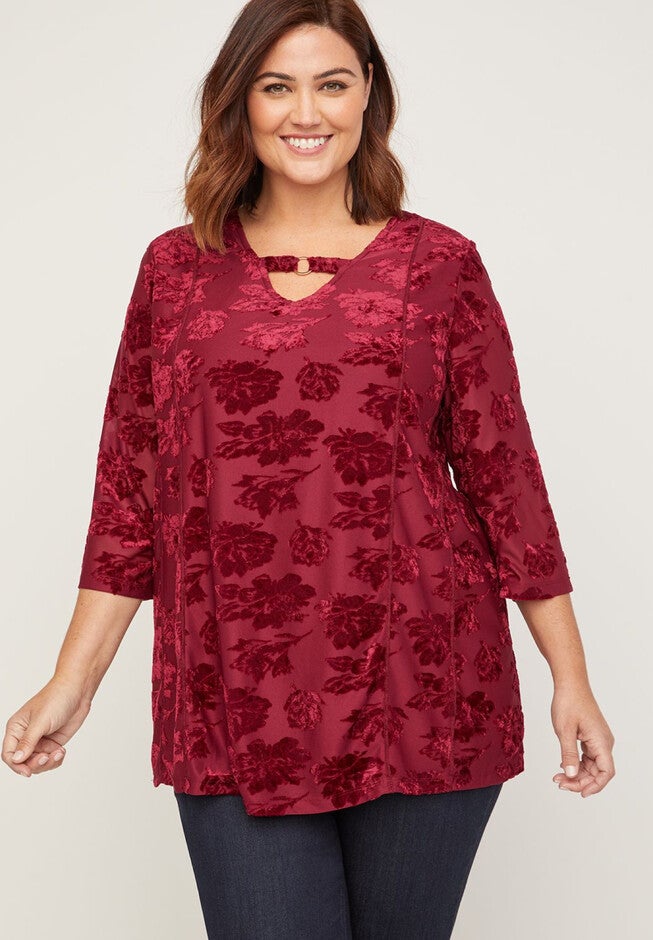 Velvet Rose Tunic, RED, hi-res image number 0