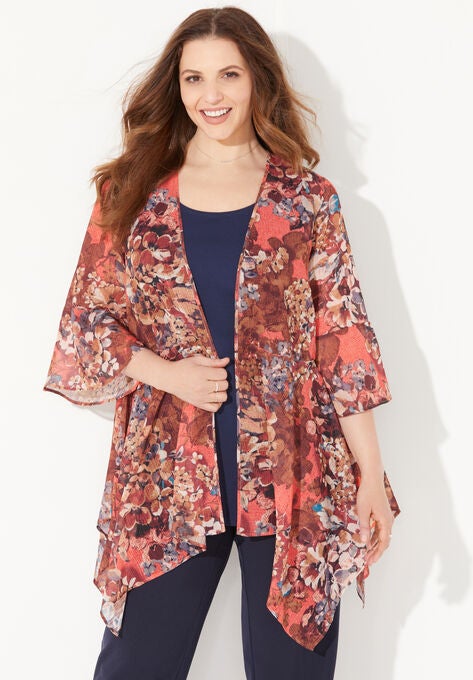 Seasonless Cascade Kimono, FLORAL PRINT, hi-res image number null