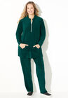 Half -Zip Velour Top, EMERALD GREEN, hi-res image number null
