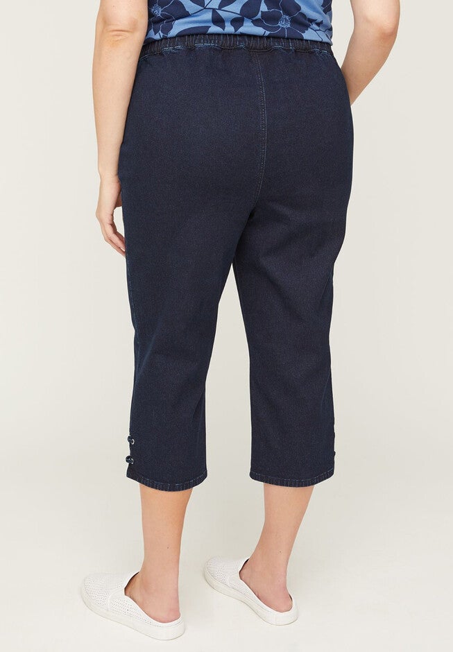 Essential Flat Front Denim Capri, , on-hover image number null