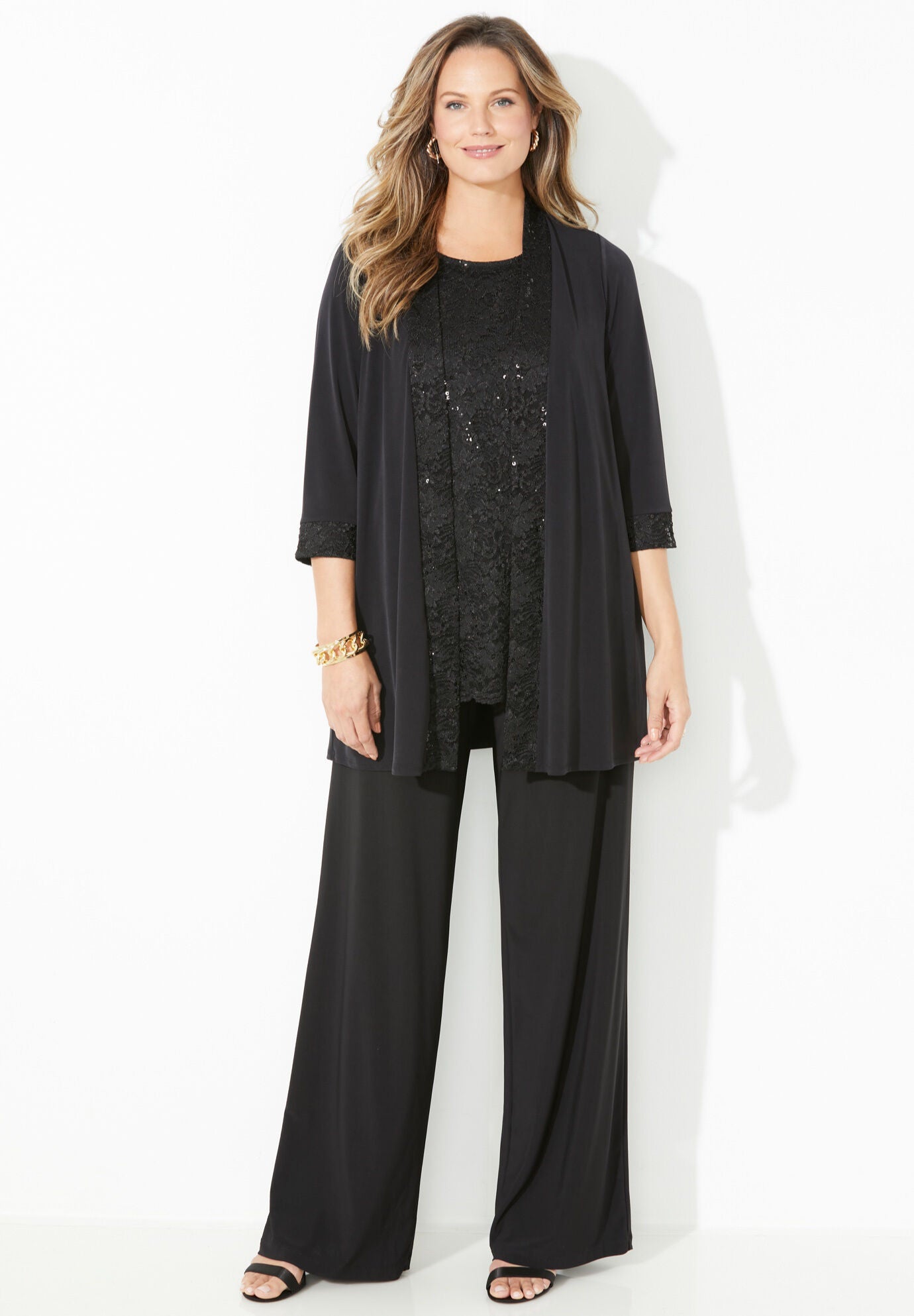 3-Piece Lace Gala Pant Suit | Catherines