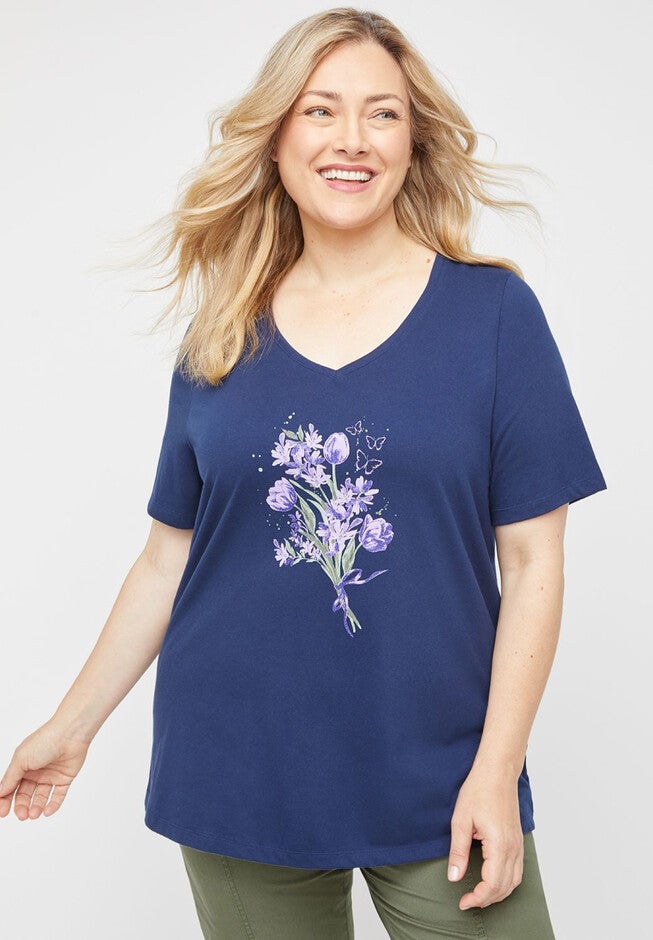 Blooming Bouquet Tee, NAVY, hi-res image number 0