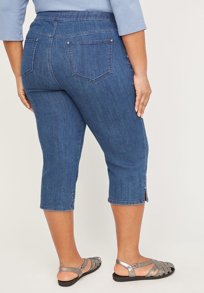 Sparkling Denim Pull-On Capri, , on-hover image number 1