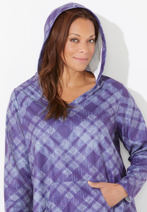 Teddy Fleece Hoodie with Two-Point Hem, , alternate image number null