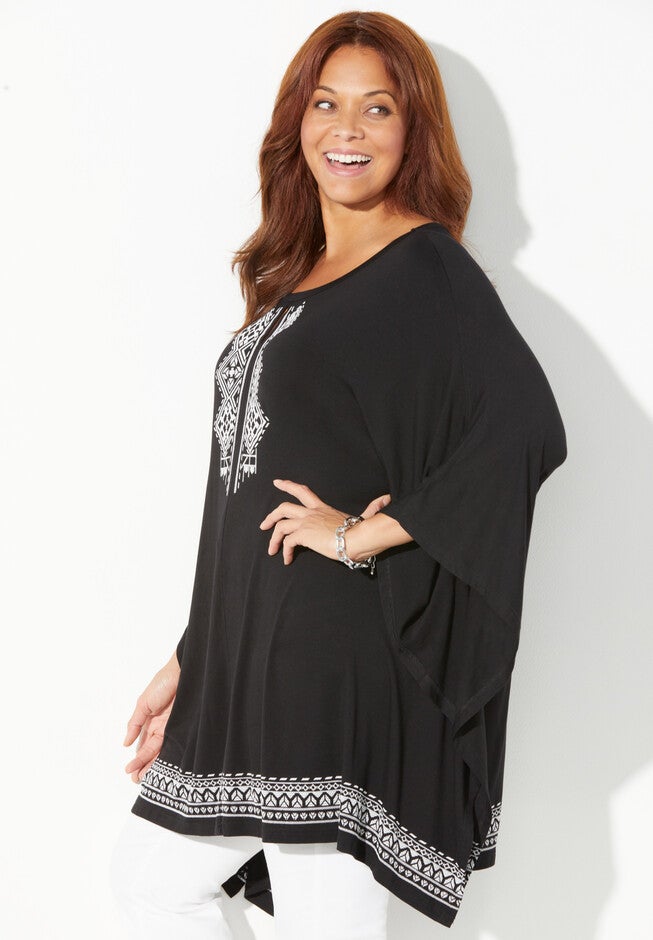 AnyWear Flowy Border Print Top, , alternate image number null