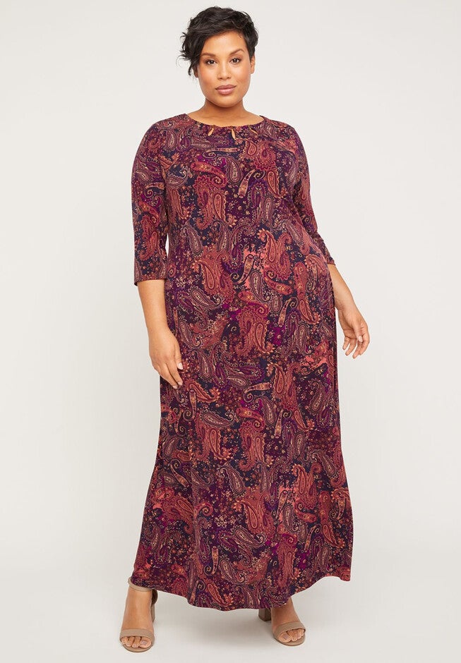 AnyWear Paisley Sunset Dress, WINTER BLOOM PAISLEY, hi-res image number 0