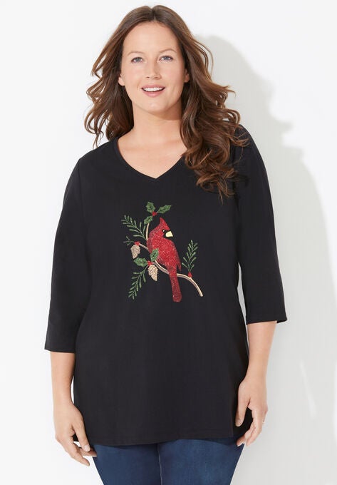 Wit & Whimsy Tees, BLACK CARDINAL, hi-res image number null