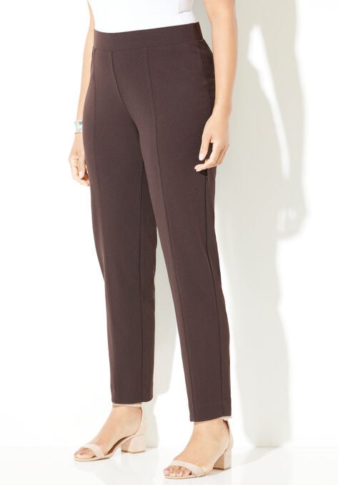 Crepe Knit Pull-On Pant, CHOCOLATE GANACHE, hi-res image number null