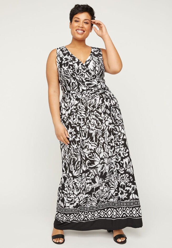 Moonlit Plaza Faux-Wrap Maxi Dress, , hi-res image number null